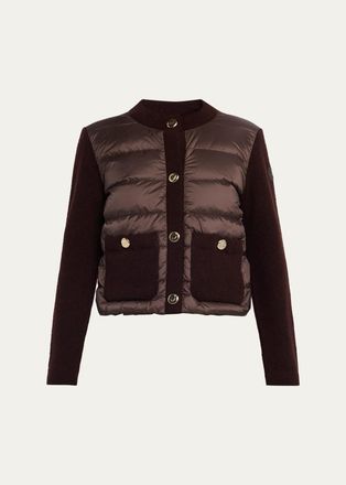 Moncler Virgin Wool Down-Fill Combo Cardigan