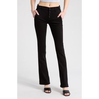 7 For All Mankind Button Fly Bootcut Jeans in Rinsed Black at Nordstrom Rack, Size 26