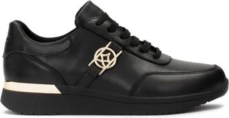 Kazar Zwarte leren sneakers versierd met gouden elementen - Dames - Sneakers - Zwart - 37 EU - Leer - Schoenen