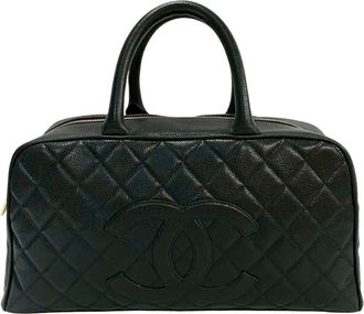 Chanel Grained Calfskin Boston Bag Handbag (Pre-Owned)