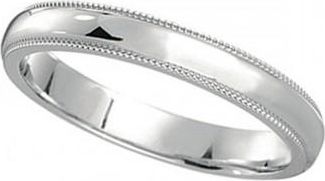 Allurez Milgrain Dome Comfort-Fit Thin Wedding Ring Band Platinum (2mm)