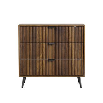 STILVORA Comoda Con 3 Cajones, Tiradores Y Patas De Metal, Para Dormitorio Y Entrada, En Mdf, 80 X 39 X 78 Cm, Nogal