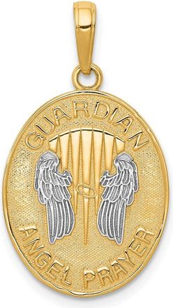 Diamond2Deal 14k Yellow Gold Rhodium Reversible Guardian Angel Prayer Pendant