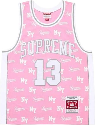 SUPREME x Mitchell & Ness SS26 Monogram Basketball Jersey Pink SUP-SS26-220-PNK