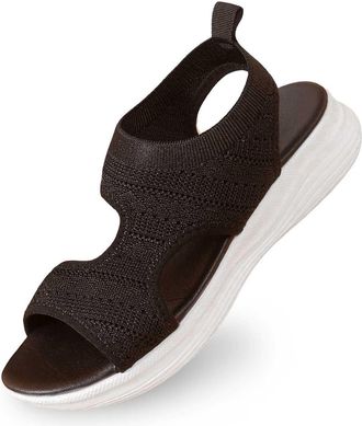 Generic 2026 Womens Summer Fashion Cloth Breathable Open Toed Sandals Comfortable Platform Shoes (Black, 6.5)