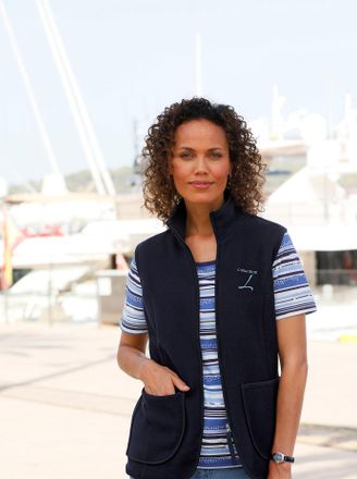 Casual Looks Fleeceweste CASUAL LOOKS, Damen, Gr. 44, blau (marine), 100% Polyester, unifarben, Westen Fleeceweste