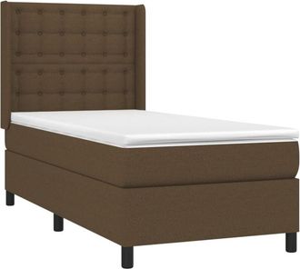 vidaXL Vidaxl - Cama Box Spring Con Colch&oacute;n Tela Marr&oacute;n Oscuro 90x200 Cm