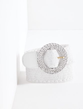 Talbots Stretch Raffia Belt - White - Medium Talbots