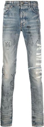 Amiri slim-fit illustration print jeans - men - Cotton/Elastane/Polyester - 28 - Blue