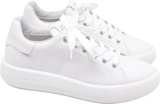 Stuart Weitzman Pro Sleek Sneakers in White Leather
