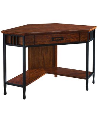 Leick Home Ironcraft Corner Computer Desk with Drawer & Shelf