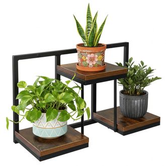 OEM Soporte Para Macetas Tipo Loft Negro Jose Rustic De Roble Envejecido