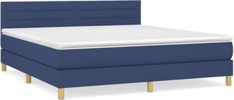 vidaXL Cama Box Spring Con Colch&oacute;n Tela Azul 160x200 Cm Vidaxl