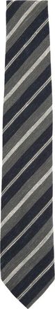 Reiss Verona Navy & Charcoal Textured Stripe Silk-Blend Tie