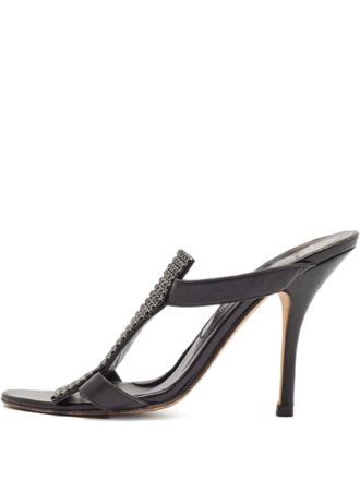 Gina 105mm embellished leather sandals - Black