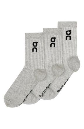 On 3-Pack Cotton Blend Logo Crew Socks in Heather Gray at Nordstrom, Size Medium
