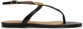 Kazar Zwarte teenslippers in flipflop-stijl - Dames - Sandalen - Zwart - 37 EU - Leer - Schoenen