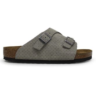 Birkenstock Zurich BS Suede Embossed Unisex Comfort Sandals - Emboss Dots Stone Coin - Size:UK 5.5