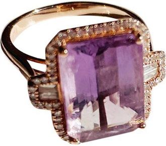 Bespoke Diamond & Morganite 14kt Rose Gold Cocktail Ring - Size 7.5 Size M