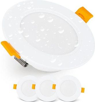 OEM Downlights Led Empotrables, Focos Led De Techo Ip54 Para Ba&ntilde;os Y Zonas H&uacute;medas, Blanco C&aacute;lido 3000k, Paquete De 3 Focos Led Redondos Extra Planos, 7 V