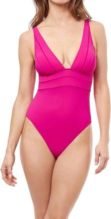 Gottex Hoebe Deep Plunge One Piece In Fuschia