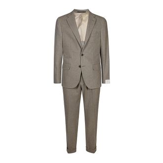Eleventy Single Breasted Suits, male, Gray, 3XL, Cashmere Wool Slim Fit Suit