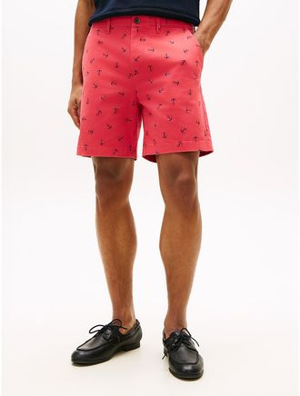 Tommy Hilfiger Mens Regular Fit 7 Anchor Print Short - Red - 29