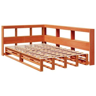 Berkfield Home Decorative Bookcase Bed without Mattress Wax Brown 120x190cm Soli | Size: 120x190 cm