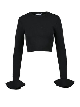 J.W.Anderson Fitted Black Knit Sweater with Bell Cuffs and Streamlined Silhouette