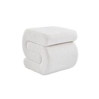 Sweeek Puff de dise&ntilde;o en borreguito, crema