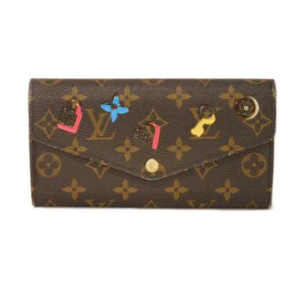 Louis Vuitton Brown Hot Pink Monogram Canvas Leather Long Wallet (Bi-Fold) (Pre-Owned)