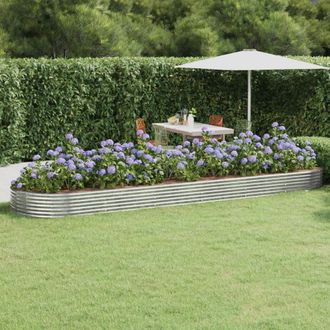 Berkfield Home Garden Raised Bed Powder-coated Steel 523x140x36 cm Silver | Size: 523 x 140 x 36 cm