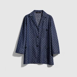 Gucci GG Cotton Denim Jacquard Jacket, Blue