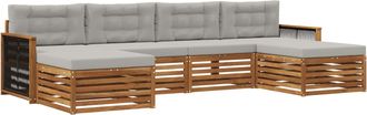 vidaXL Conjunto De Sof&aacute;s De Exterior 6 Uds. Natural Y Gris Claro Vidaxl