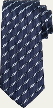 Giorgio Armani Mens Diagonal Striped Woven Silk Jacquard Tie