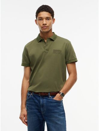 Tommy Hilfiger Mens Regular Fit Tonal Logo Interlock Polo - Huntsman Green - XXL