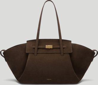 DeMellier The Brooklyn in Mocha Suede Leather Tote & Work bag
