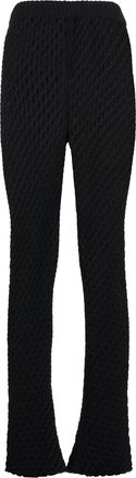 Alanui Womens Flared Knitted Trousers Black Acrylic