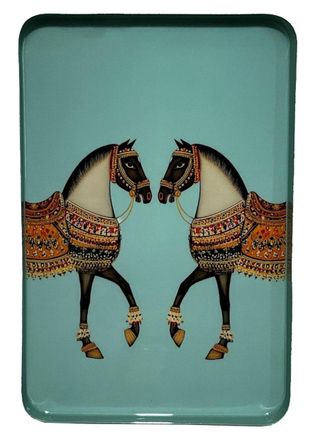 Les-Ottomans Printed Iron Tray-horse