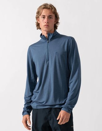 Fj&auml;llr&auml;ven Mens Fjallraven Abisko Day Hike Half Zip Mens Long Sleeve Top - Indigo Blue 534 - Navy - Size: 40