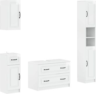 vidaXL Juego De Armarios De Ba&ntilde;o De 4 Piezas Utrecht Blanco Brillante Vidaxl
