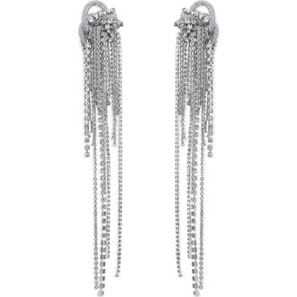 Area Long Messy Chain Drop Earrings in Clear Crystal/Silver at Nordstrom