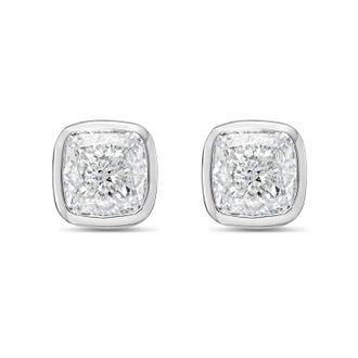 Diana M. Jewels 14KT WHITE GOLD LAB GROWN CUSHION CUT STUDS IN A BEZEL SETTING WEIGHING 12.00 CTS TW