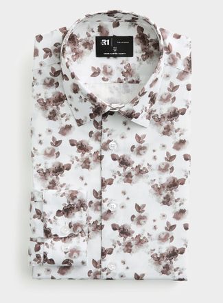 Le 31 Mens Sepia flowers shirt Slim fit