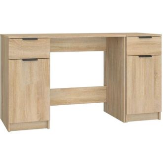 vidaXL Desk with Side Cabinet Sonoma Oak Engineered Wood Vidaxl