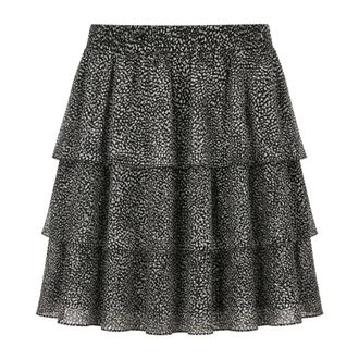 Michael Kors Printed Georgette Tiered Skirt - Dames - Rokken - Zwart - Maat: S Poliester