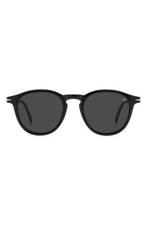 David Beckham 49mm Round Sunglasses in Black Gold at Nordstrom