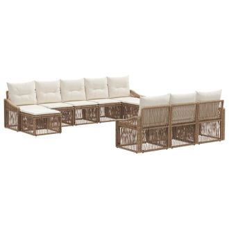 vidaXL Conjunto De Sof&aacute;s De Jard&iacute;n 10 Pcs Beige Rat&aacute;n Sint&eacute;tico Vidaxl