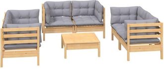 vidaXL 7pcs Garden Lounge Set Con Almohada Gris Kidglass - 299008