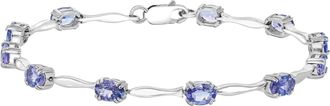 Diamond2Deal 925 Sterling Silver Tanzanite Station Bracelet with Lobster Clasp 7.5